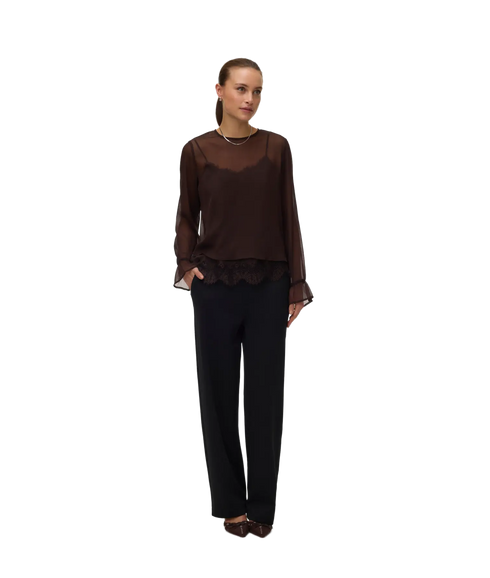 Lalie LS Lace Top - Brown