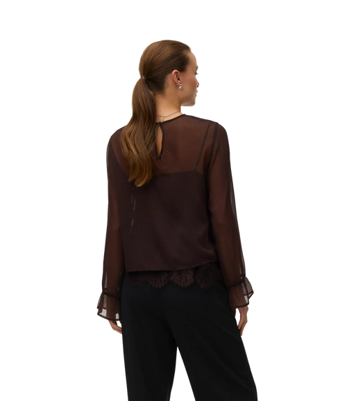 Lalie LS Lace Top - Brown