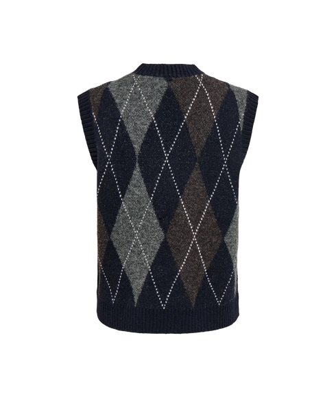 Rhombus Harlequin Vest Knit - Blue