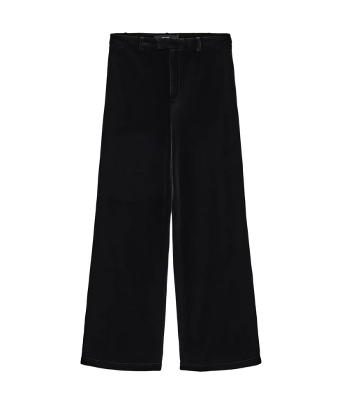 Nara Straight Velvet Pant - Black