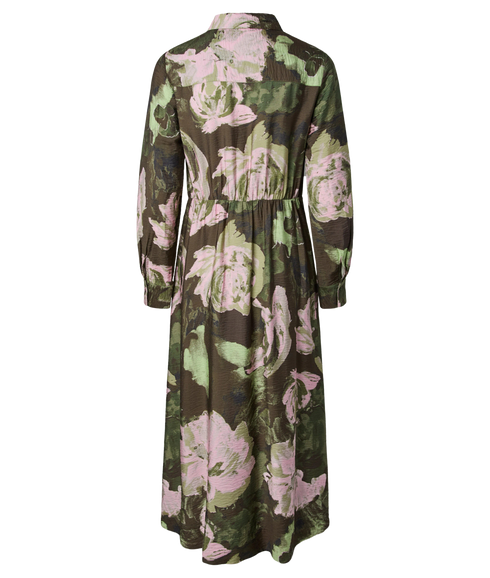 Safera LS Long Shirt Dress - Brown