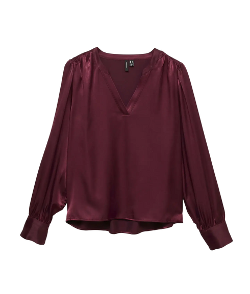 Charm LS V-Neck Detail Top - Purple