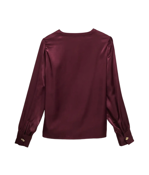Charm LS V-Neck Detail Top - Purple