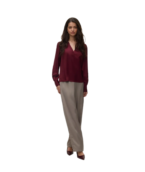 Charm LS V-Neck Detail Top - Purple