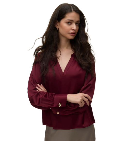 Charm LS V-Neck Detail Top - Purple