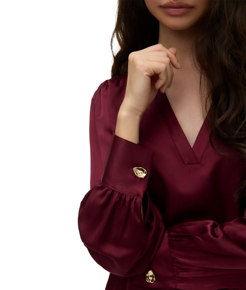 Charm LS V-Neck Detail Top - Purple