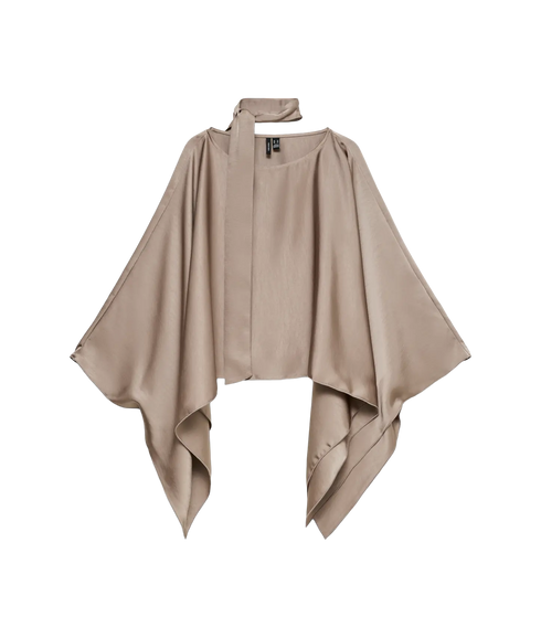 Miro LS Cape Scarf Top - Grey