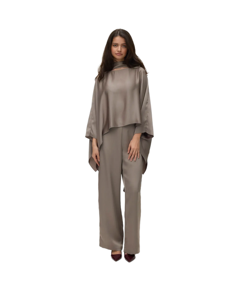 Miro LS Cape Scarf Top - Grey