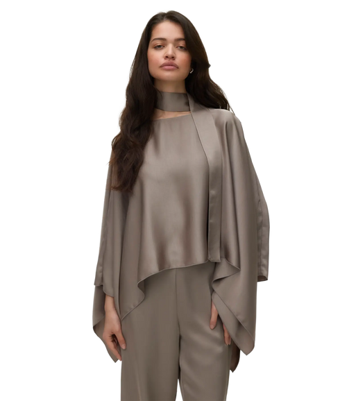Miro LS Cape Scarf Top - Grey