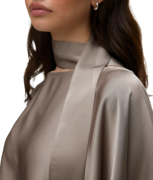 Miro LS Cape Scarf Top - Grey