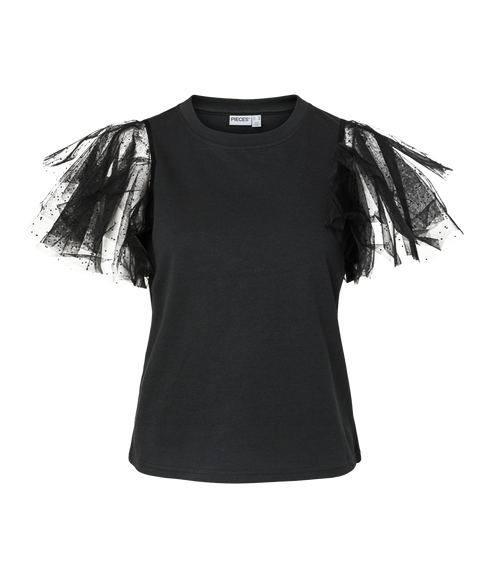 Estelle SS Tulle Sleeve Tee Fc - Black