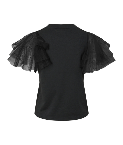 Estelle SS Tulle Sleeve Tee Fc - Black