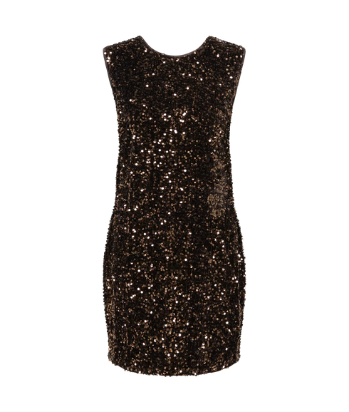 Confidence Sequin Bow Dress - Brown