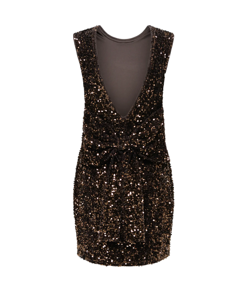 Confidence Sequin Bow Dress - Brown