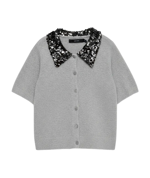 Jonah 2/4 O-Neck Sequince Collar Cardi - Grey