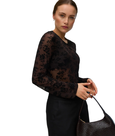 Flora LS O-Neck Top - Brown