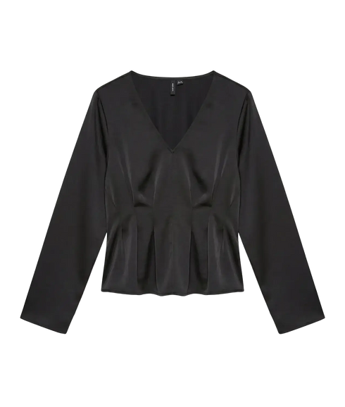 Miro LS V-Neck Fitted Top - Black