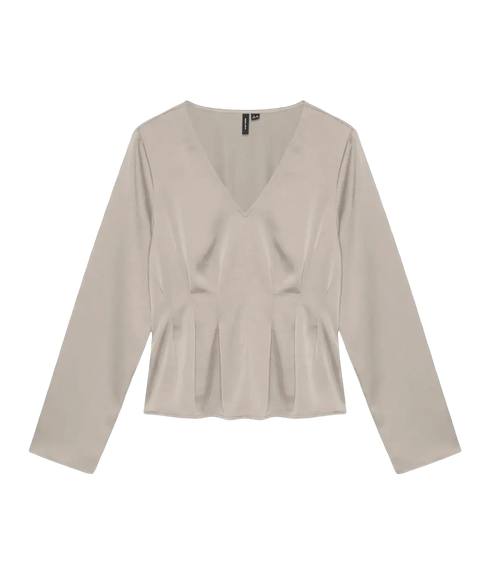 Miro LS V-Neck Fitted Top - Grey