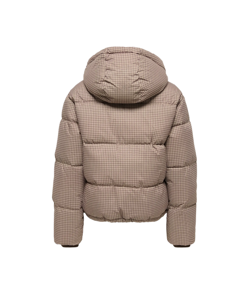 Mia Scarf Check Puffer Jacket - Brown