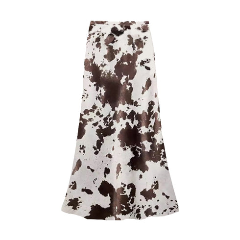 Satin Slip Skirt - Cowhide Print