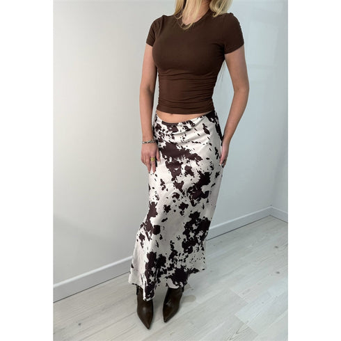 Satin Slip Skirt - Cowhide Print