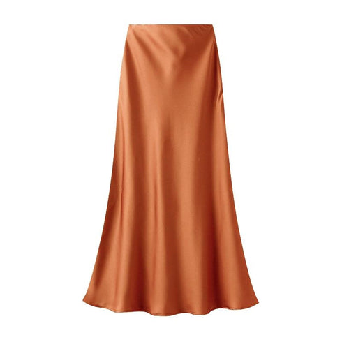 Satin Slip Skirt - Burnt Orange