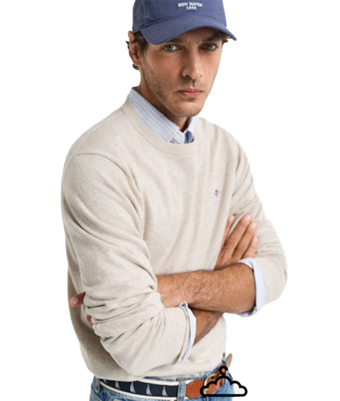 Classic Cotton Crew Neck - Light Beige Melange
