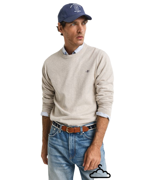 Classic Cotton Crew Neck - Light Beige Melange