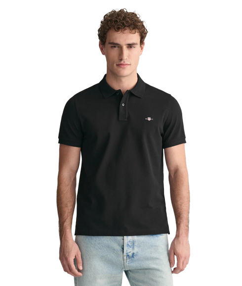 Regular Fit Shield Pique Polo Shirt - Black