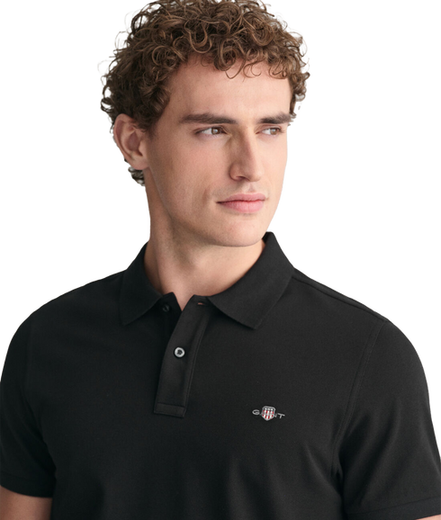 Regular Fit Shield Pique Polo Shirt - Black