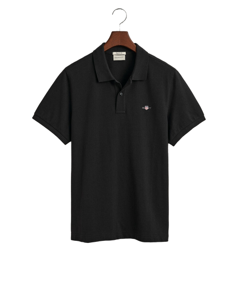 Regular Fit Shield Pique Polo Shirt - Black