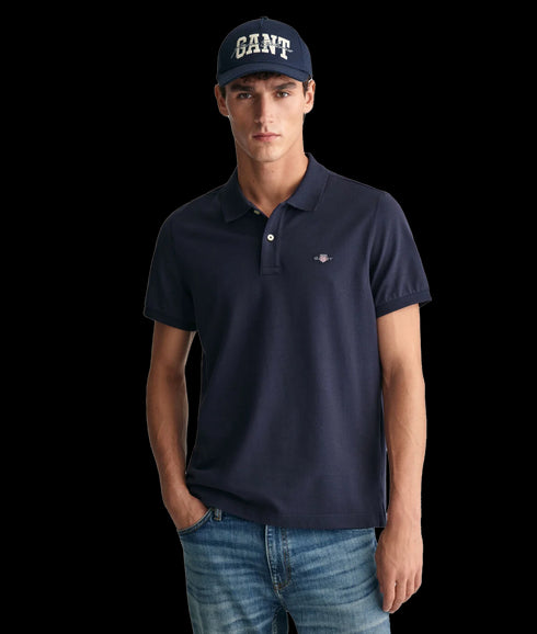 Regular Fit Shield Pique Polo Shirt - Navy