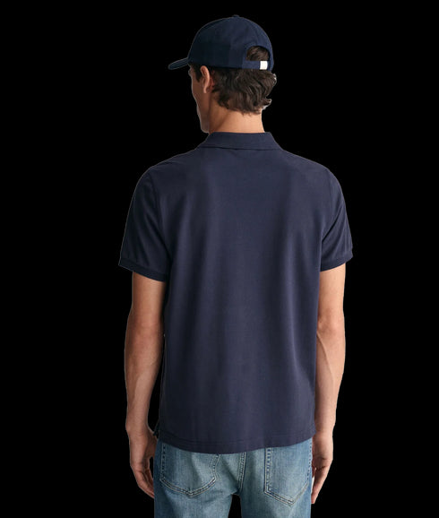 Regular Fit Shield Pique Polo Shirt - Navy