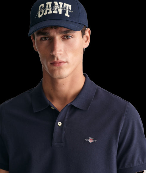 Regular Fit Shield Pique Polo Shirt - Navy