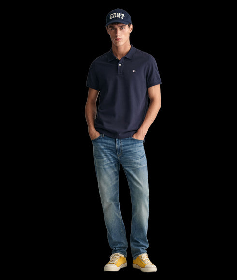 Regular Fit Shield Pique Polo Shirt - Navy