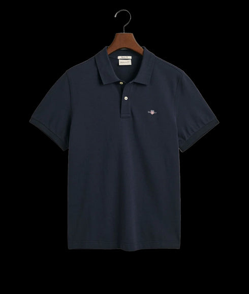 Regular Fit Shield Pique Polo Shirt - Navy