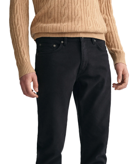 Slim Fit Soft Twill Jeans - Black