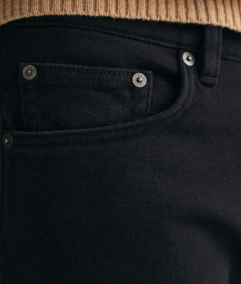 Slim Fit Soft Twill Jeans - Black