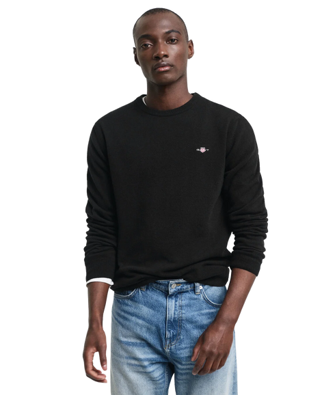 Superfine Lambswool Crew Neck Sweater - Black