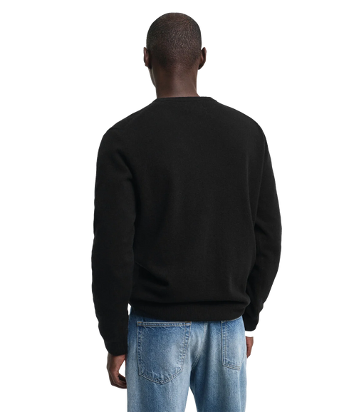 Superfine Lambswool Crew Neck Sweater - Black