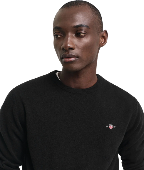Superfine Lambswool Crew Neck Sweater - Black