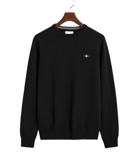 Superfine Lambswool Crew Neck Sweater - Black