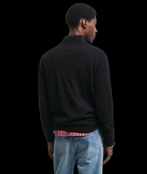 Superfine Lambswool Half-Zip Sweater - Black
