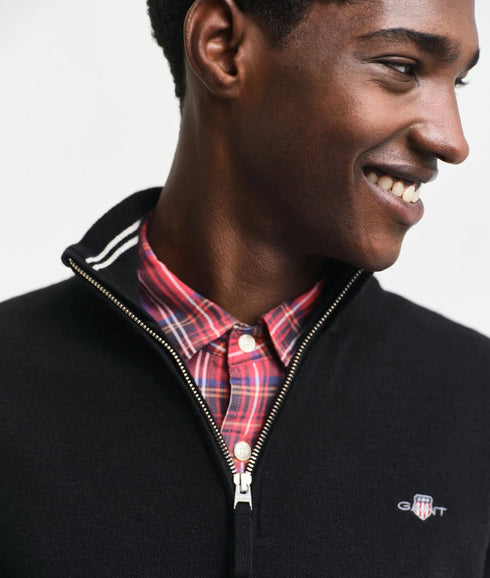 Superfine Lambswool Half-Zip Sweater - Black