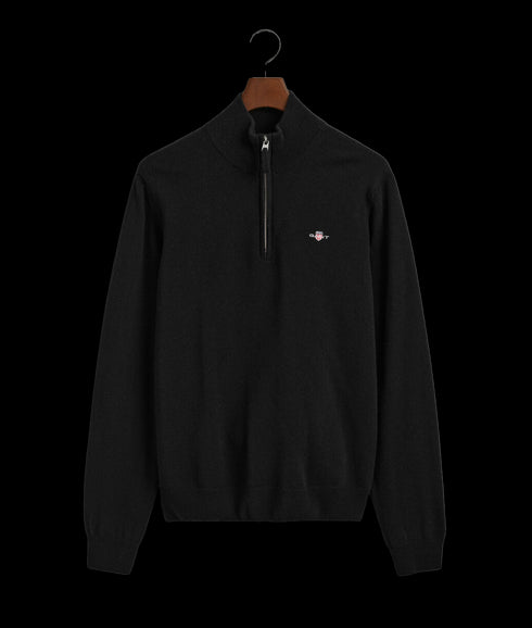 Superfine Lambswool Half-Zip Sweater - Black
