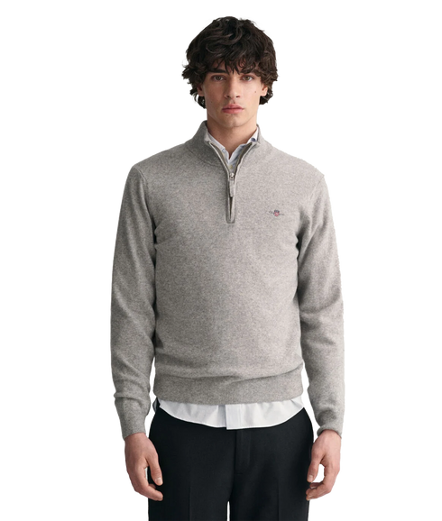 Superfine Lambswool Half-Zip Sweater - Grey