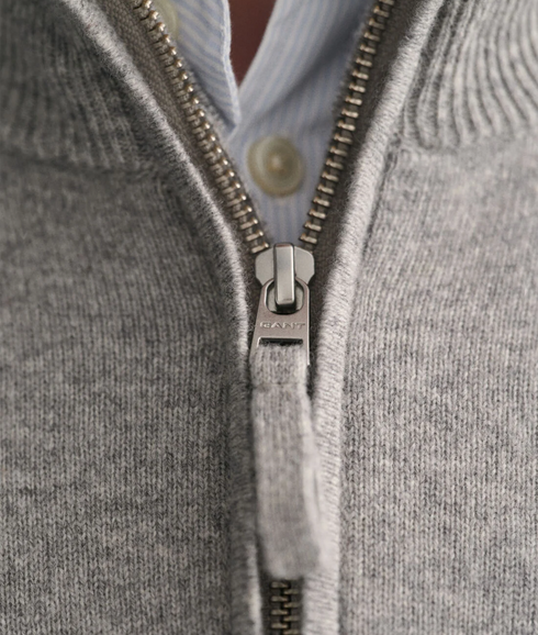 Superfine Lambswool Half-Zip Sweater - Grey