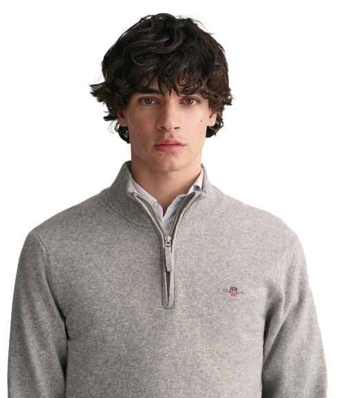 Superfine Lambswool Half-Zip Sweater - Grey
