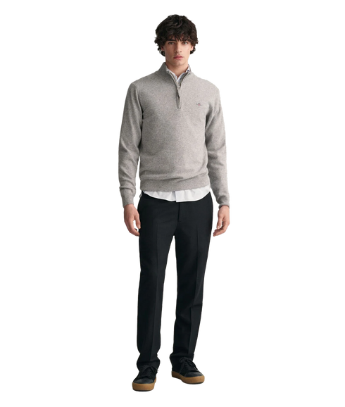 Superfine Lambswool Half-Zip Sweater - Grey
