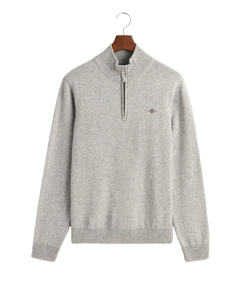 Superfine Lambswool Half-Zip Sweater - Grey